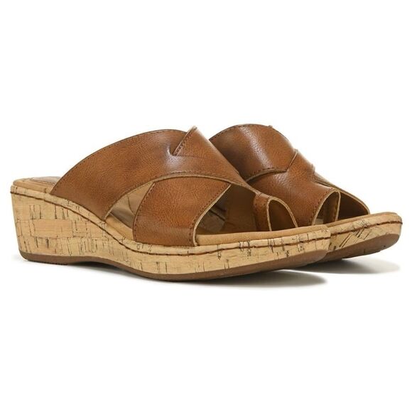 Born BOC Tan Leather Summer Slide Sandals Sz 7 - Picture 1 of 7